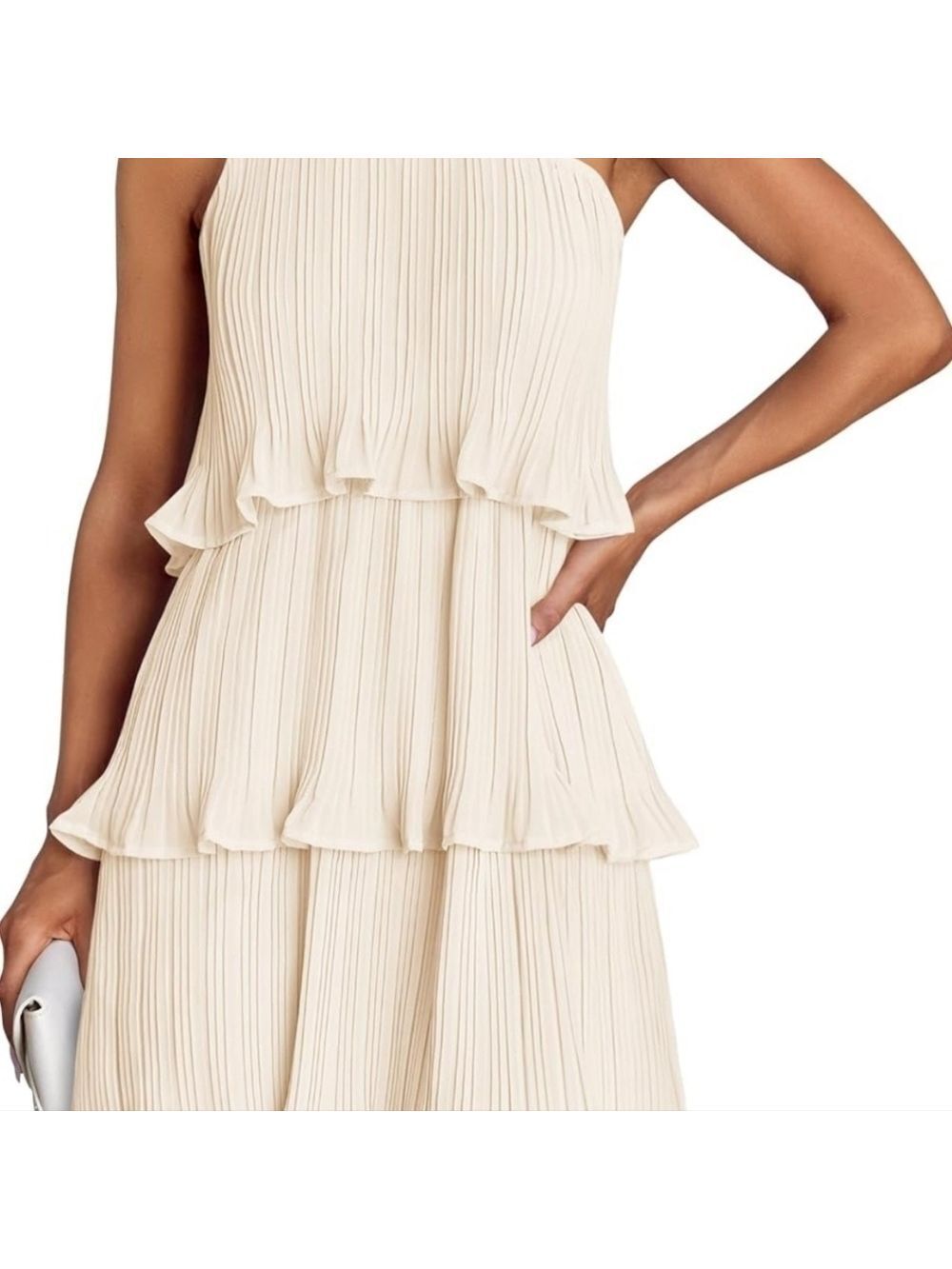 ZESICA Women's  Summer Sleeveless Mini  Apricot 1 Shoulder Dress NWT Size M